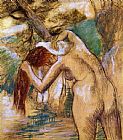 Edgar Degas Famous Paintings - Bather by the Water